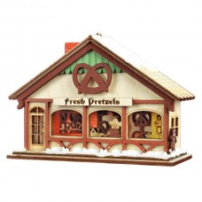 NEW - Ginger Cottages Wooden Ornament - Peppermint Twist Pretzel Shop
